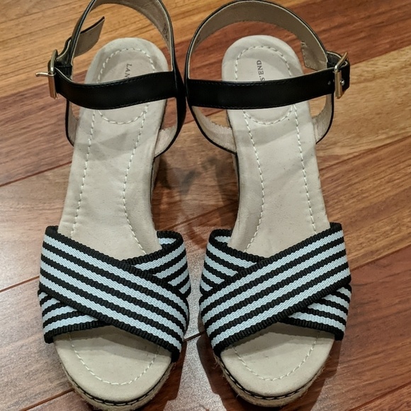Lands' End Shoes - Lands End Espadrilles Wedges Taylor Cross Straps